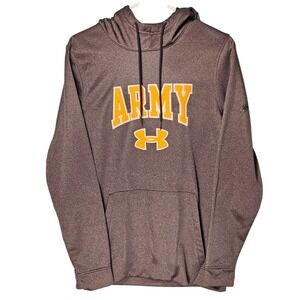 Under Armour US Army Gray Hoodie Chenille Logo Small Unisex Military Patriotic